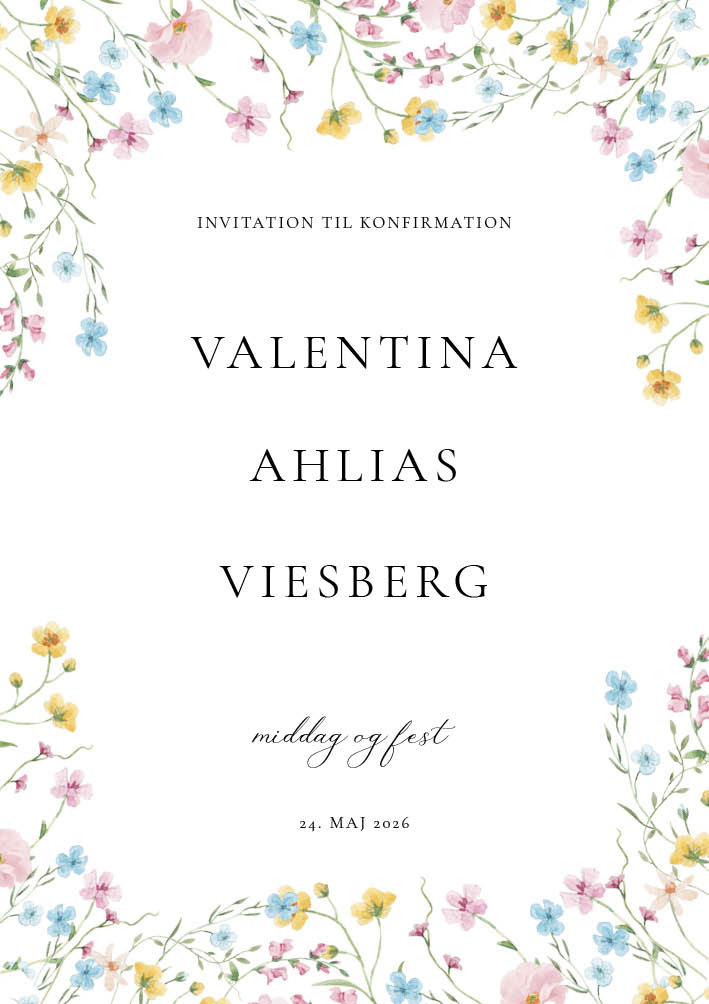 Invitationer - Valentina Konfirmation